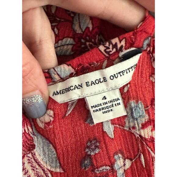 American Eagle red blue tank romper size 4 - Picture 3 of 15